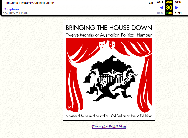 Snapshot of the Exhibition Page on 30 January 1998