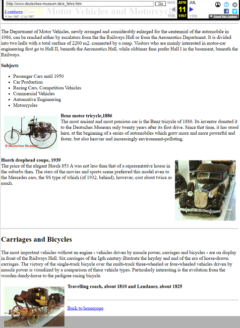 Snapshot of the Exhibition Page on 11 April 1997